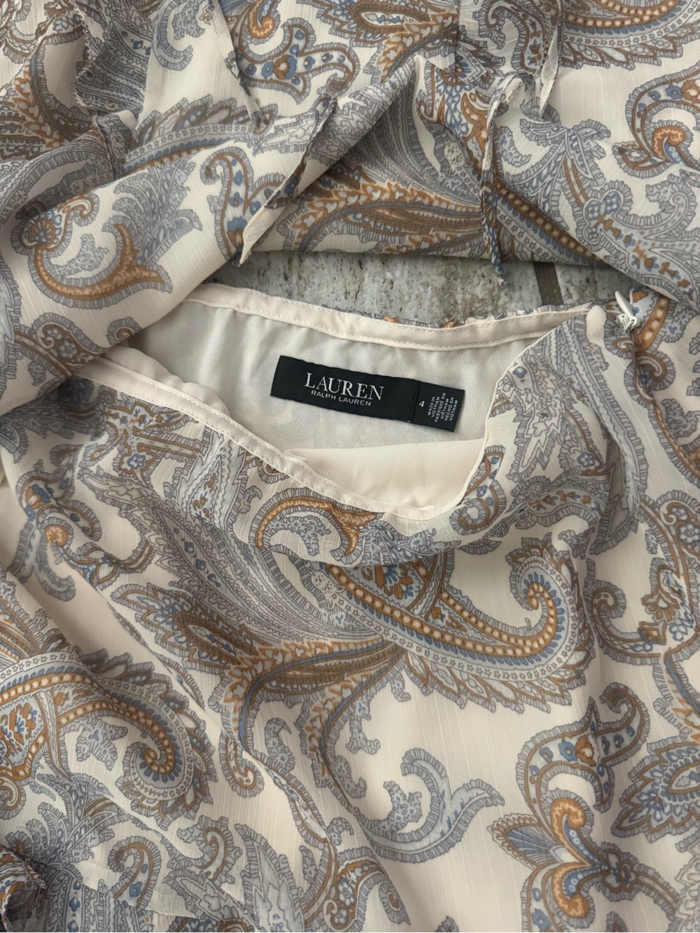 Ralph Lauren Cream and Tan Paisley Tiered Maxi Skirt and matching top set - Picture 4 of 5